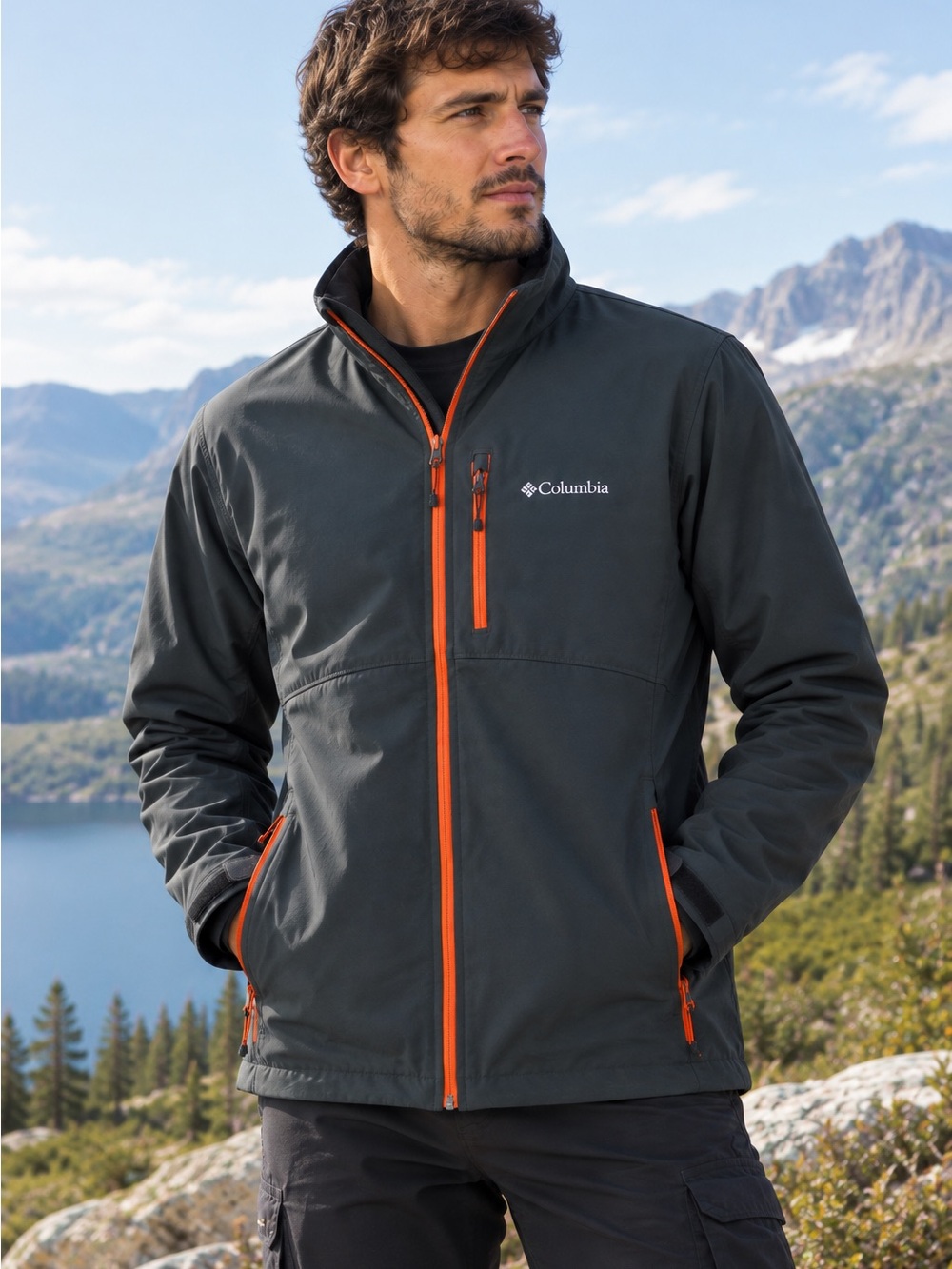 Columbia Men's Charcoal Performance Jacket with Orange Accents